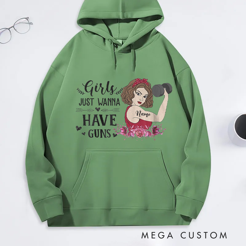 Personalized Fitness Classic Hoodies with Girls Just Wanna Have Guns for Fitness Enthusiasts Bodybuilders and Gym Lovers