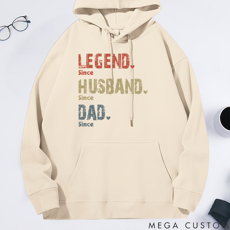 Personalized Legend Husband Dad and Papa Since Classic Hoodies Father's Day Birthday Gifts for Dad Grandpa