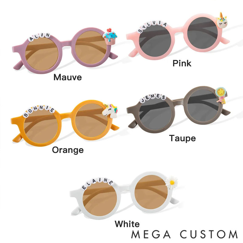 Personalized Travel Beach Sunglasses Multi-color Cute Floral Designs Engravable with Names and Accessories Birthday Children's Day gifts for Kids