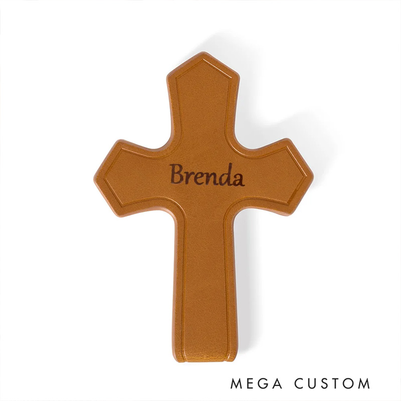 Personalized Engraved Name Cross PU Leather Magnetic Bookmark Clip Reading Accessory Religious Baptism Gift for Book Lover Christian