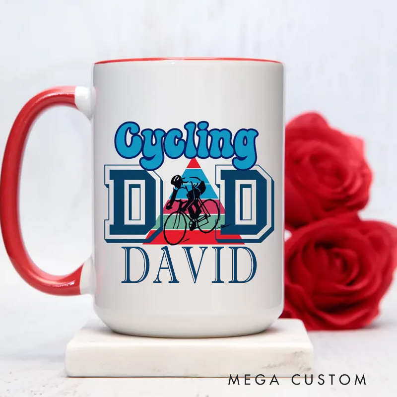 Personalized Cycling Dad Mug Cycling Coffee Cup Fathers Day Gifts for Dad Bicycle Lover Dad Birthday Gift from Kids