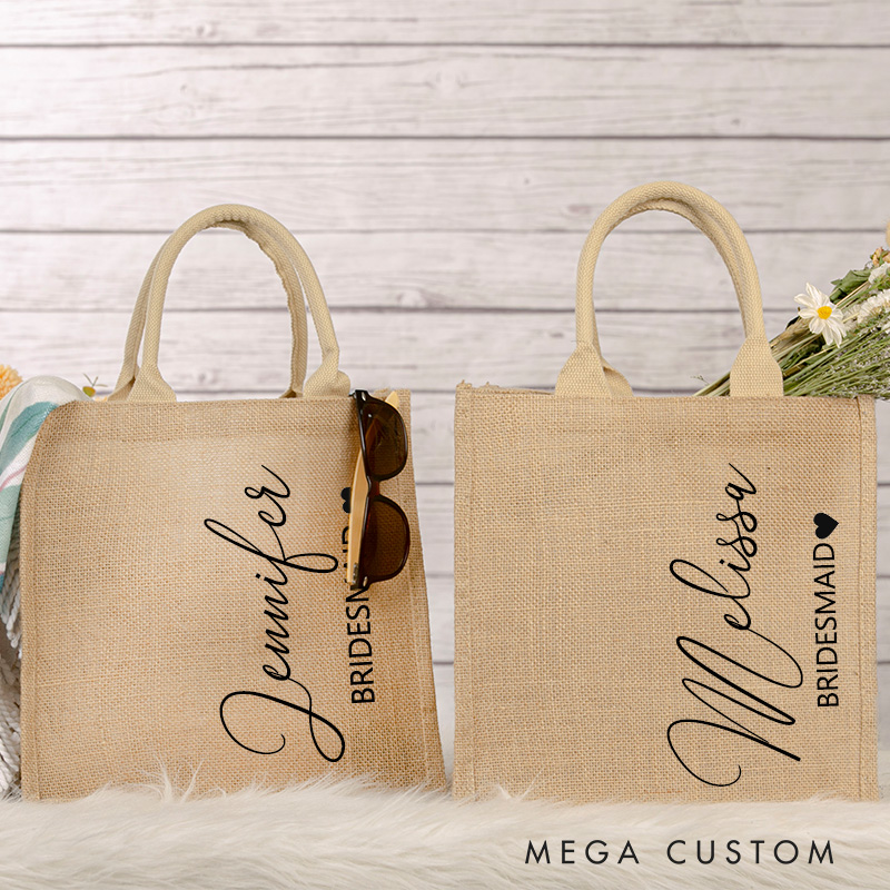 Personalized Bridesmaid Burlap Tote Bags Bride Beach Jute Bag Bridal Shower Party Gift Bridesmaid Gift Idea