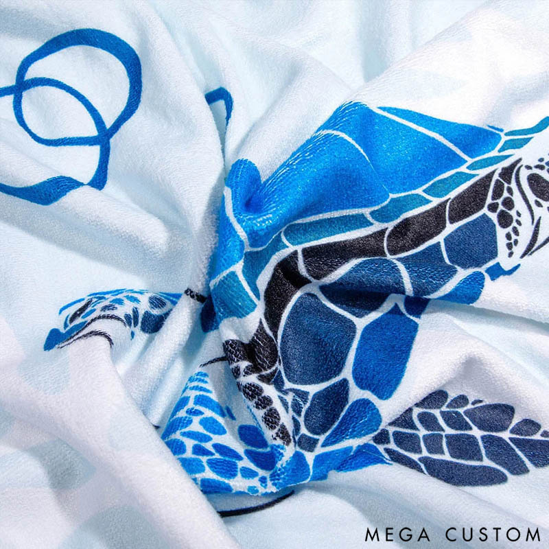 Personalized Underwater World Oversized Quick Dry Turtle Beach Towel with Name Summer Travel Essential Gift for Friend Family