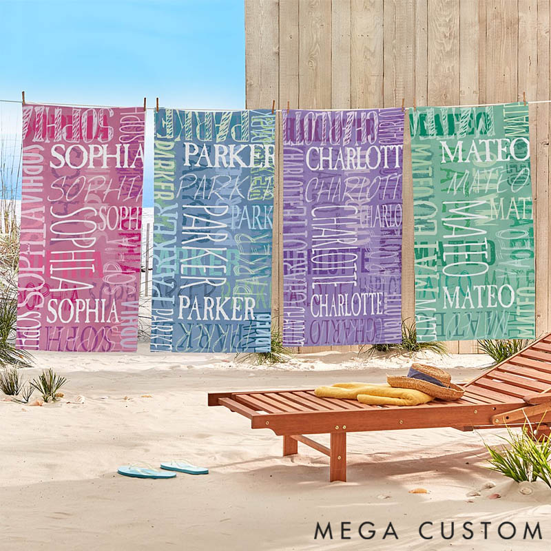 Personalized Name Beach Towel Gift for Travel Lovers