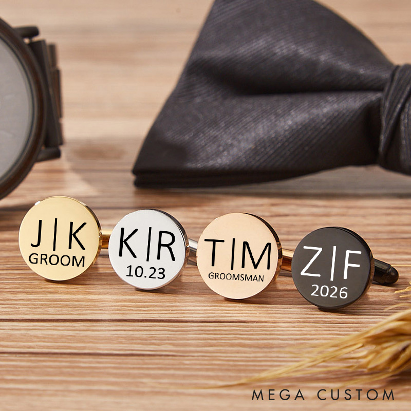 Personalized Wooden Cufflink Box Set Custom Wedding Party Gifts for Groom Groomsmen Engraved Cufflinks Box with Cufflinks Groomsmen Bachelor Gift