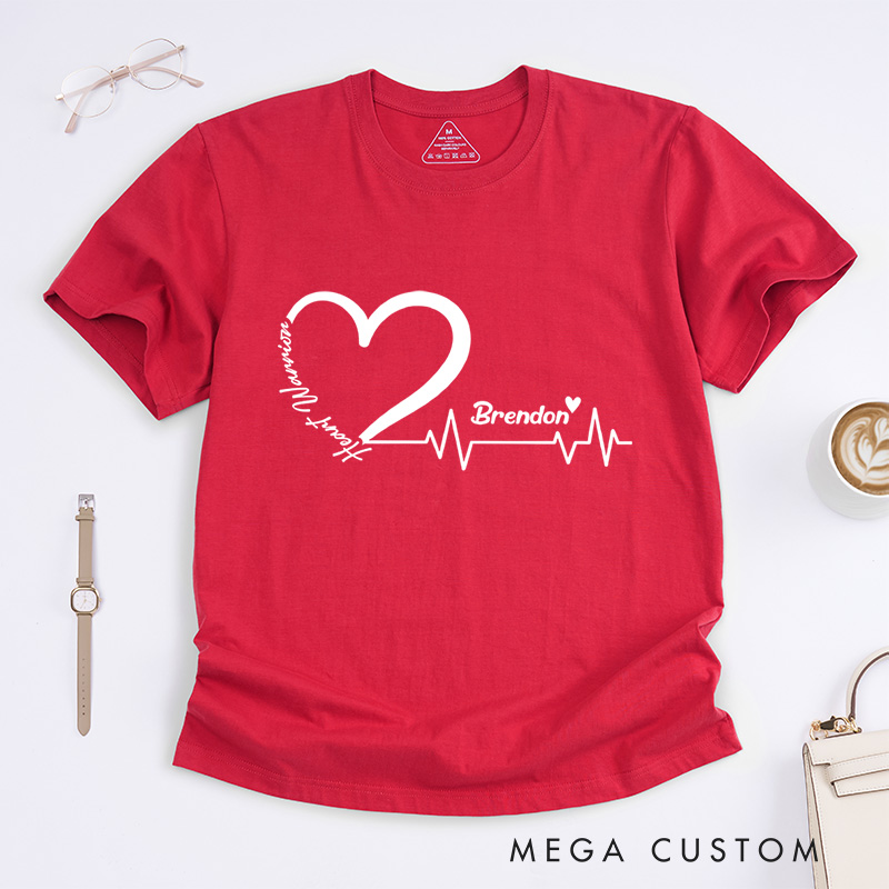 Personalized Heart Warrior Awareness Cardiology Heart Disease Month Awareness T-Shirt