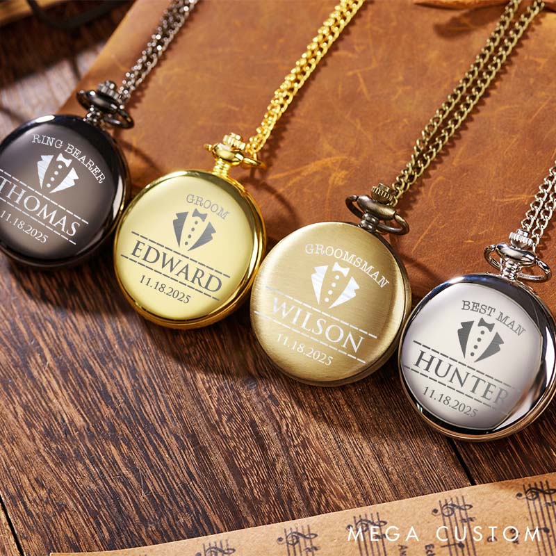 Personalized Best Man Pocket Watch with Chain Custom Wedding Gift for Best Man Engraved Pocket Watch Groomsman Proposal Gift