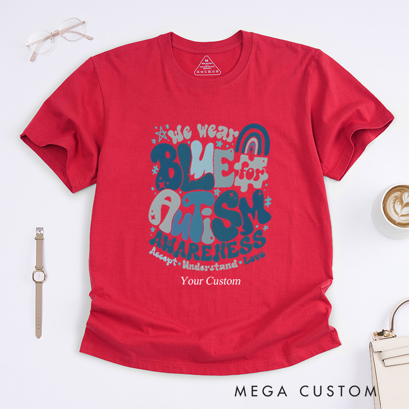 Personalized We Wear Blue Occupational Therapy Special Education T-Shirt