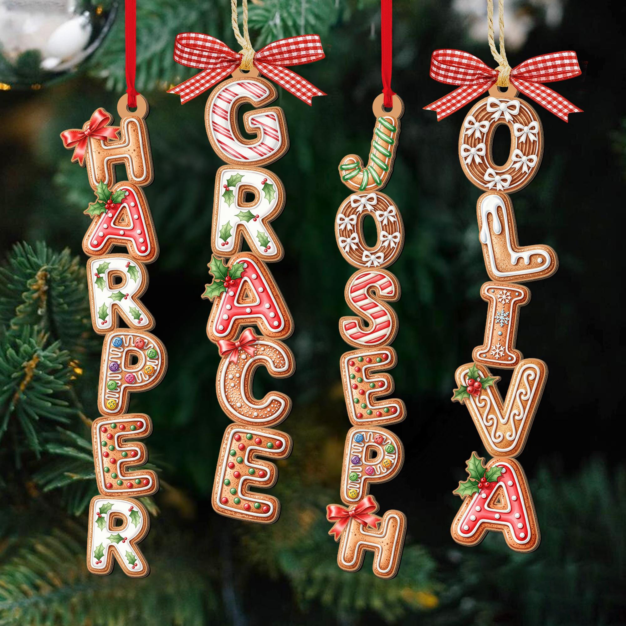 Personalized Gingerbread Alphabet Ornament Custom Gingerbread Alphabet Ornament Kids Name Ornament Christmas Tag for Stockings Kids Christmas Gifts Christmas Ornaments for Family