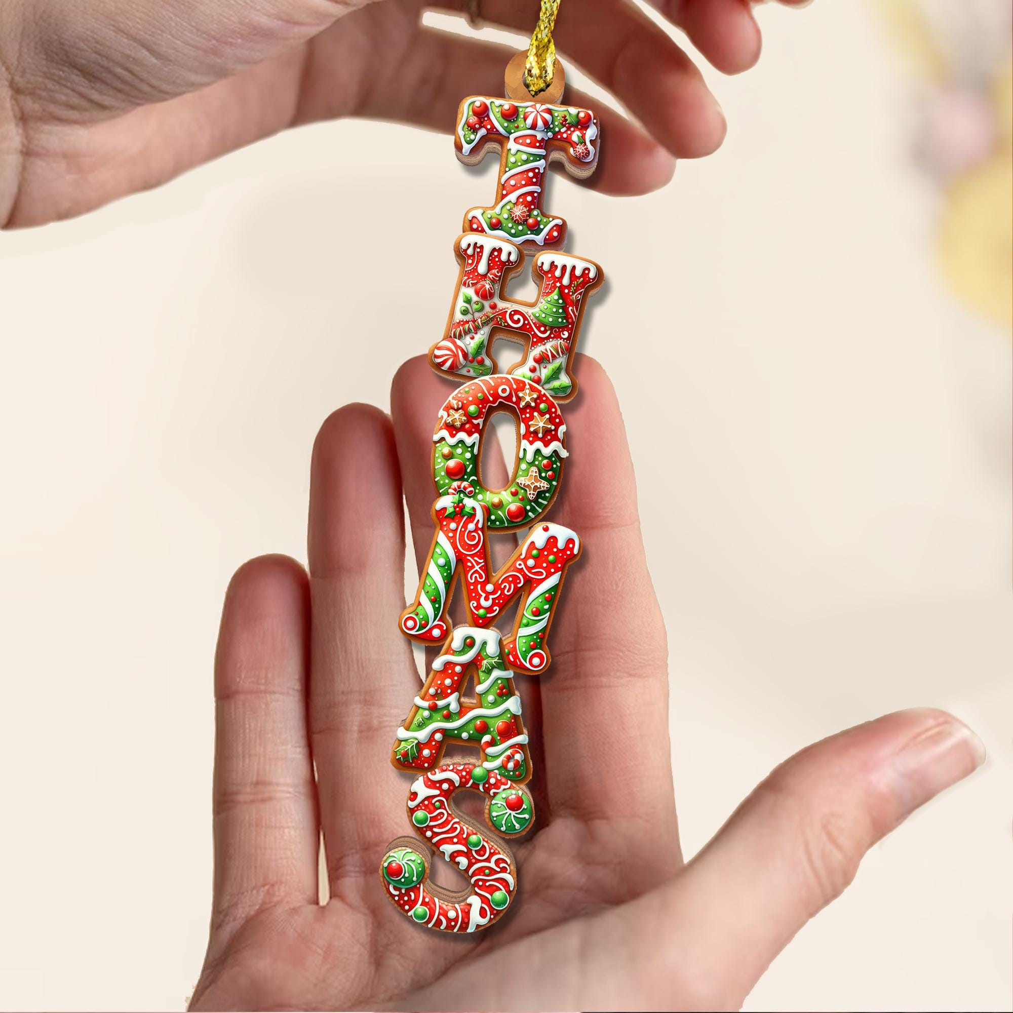 Personalized Gingerbread Alphabet Ornament: Kids Name Ornament, Christmas Tag for Stockings