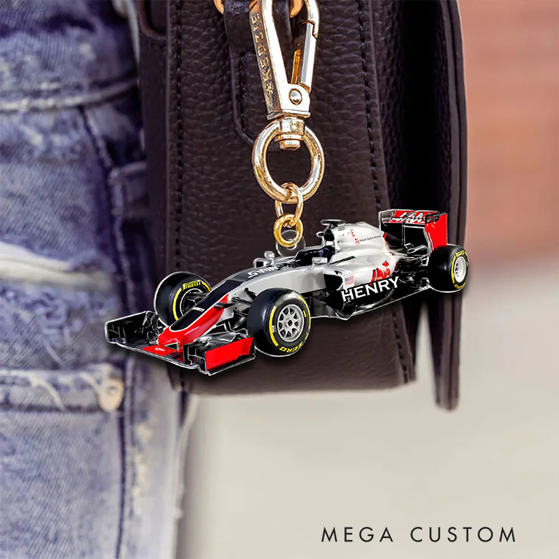 Personalized Acrylic Keychain Custom Name Racing Car Keychain Gift for Racer and Car Lovers