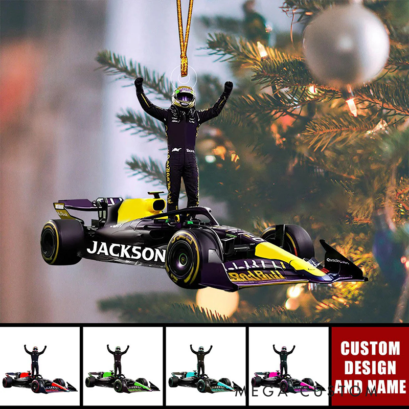 Personalized Racer Christmas Ornament with Winning Racer Design Gift for Racers and Racing Lovers
