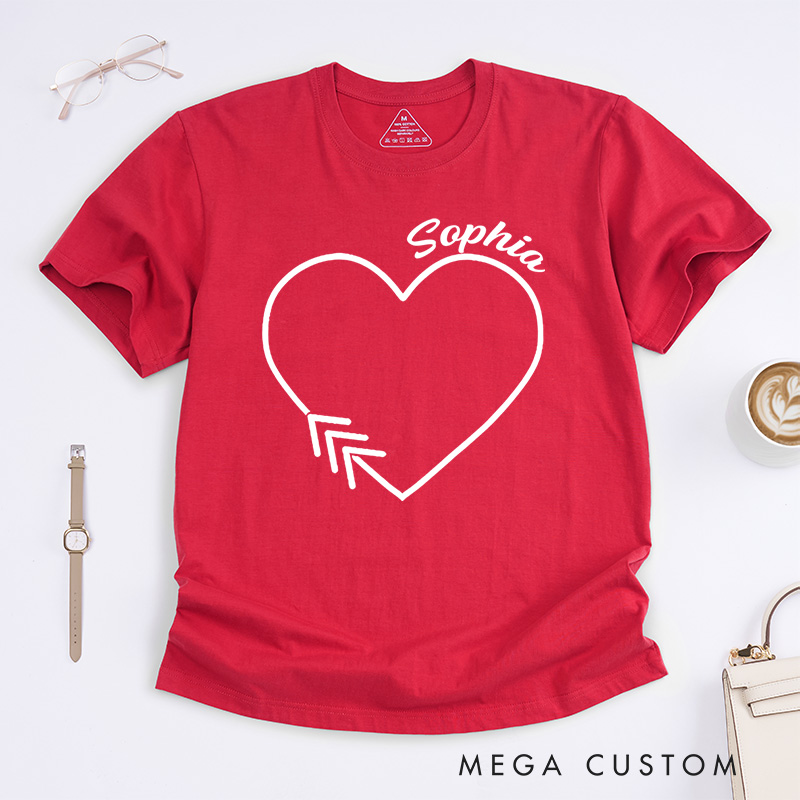 Personalized Heart and Arrows Minimalist Love Down Syndrome T-shirt Down Syndrome Awareness Gift