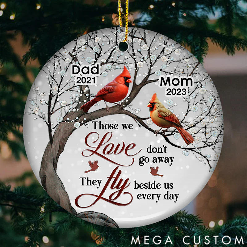 Personalized Custom Ornament - Ceramic Round Shaped - Sympathy Gift For Family Members