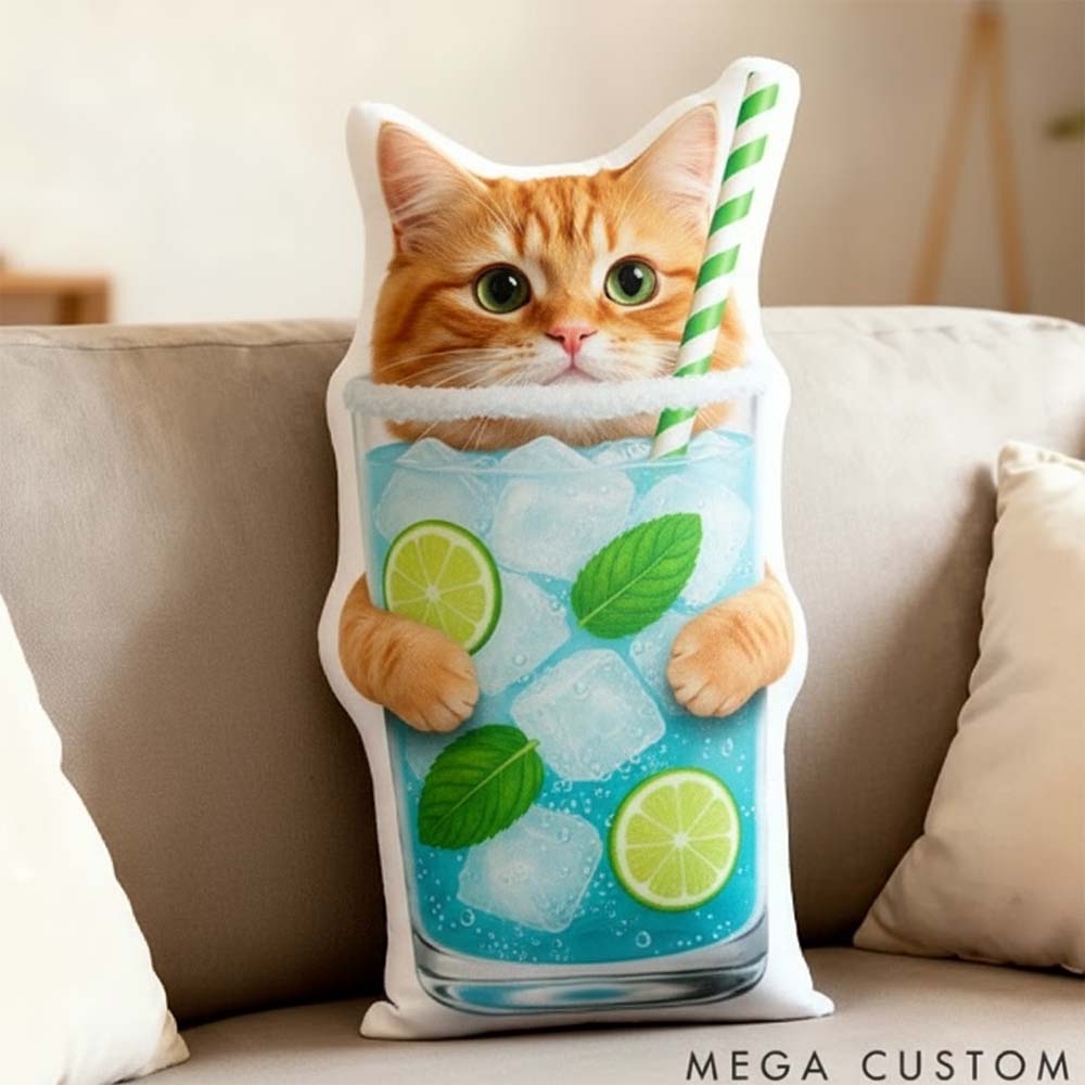 Personalized Pet Lover Drink and Custom Photo Cute Pillow