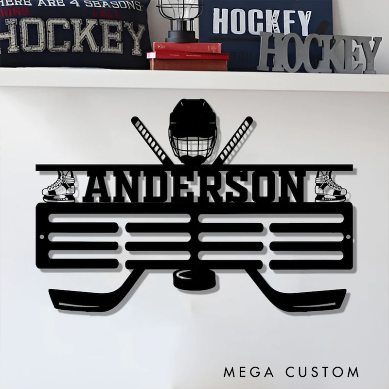 Personalized Hockey Player Metal Wall Art with Custom Name for Kids Room Metal Decor