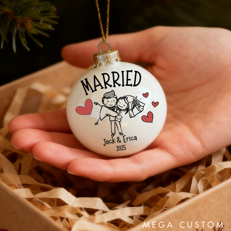 Personalized Mr and Mrs Matching Christmas Ornament Our First Christmas Ornament Set For Newlywed Couple Wedding Ornament Keepsake
