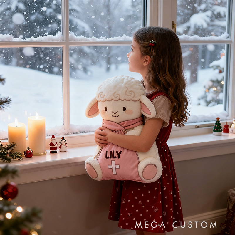 Personalized Jesus Loves me Little Lamb Graphic 3D Print Pillow with Name Home Decor Christian Pillow Religious Gift Faith Pillow for Girls