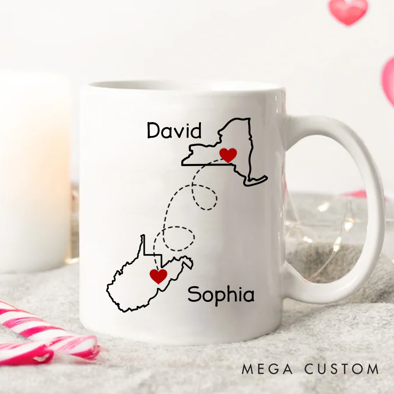Personalized Couple Long Distance Mug Custom Best Friend Christmas Gift for Her Couple Long Distance Relationship Mug Boyfriend Girlfriend Gift Mug