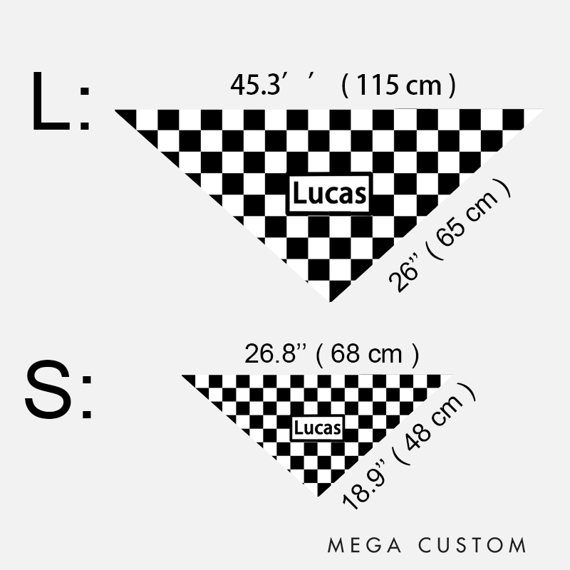 Personalized Checkered Triangle Bandana Custom Name Design Unique Gift for Racers Pets and Racing Lovers