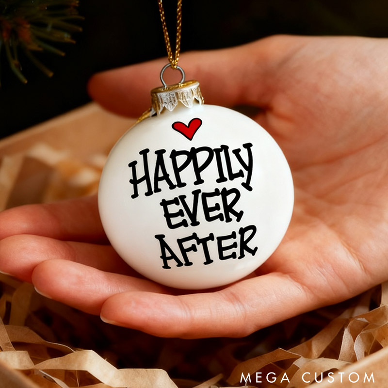 Personalized Mr and Mrs Married Engaged Matching Christmas Ball Ornament Newlyweds Name Date Hand-Painted Xmas Ball First Christmas Gift for Him Her