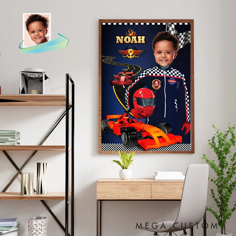 Personalized Racer Watercolor Portrait Custom Artwork from Photo Modern Auto Art Print for Racers and Car Lovers
