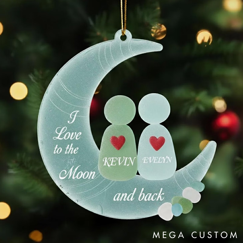 [Copy]Personalized Sea Glass-Style Couple Chrismas 2D Flag Couple Swing Design Ornament Chrismas Decoration with Names Chrismas Gift for Husband Wife