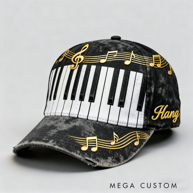 Personalized Graphic 3D Print Piano Baseball Cap with Your Name for Music Lover Perfect Gift for Birthday Holiday Concert Christmas