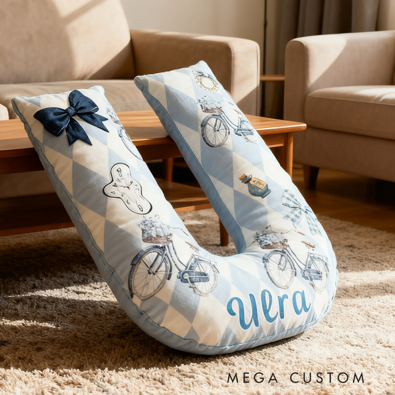 Personalized Cycling Dream Letter Pillow Graphic 3D Print Bow Letter Pillow Name Pillow Comfortable Travel Cushion for Riders Riding Lovers