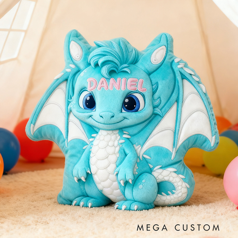 Personalized Cute Little Dinosaur with Name Graphic 3D Print Pillow Christmas Gift for Kids Birthday Gift