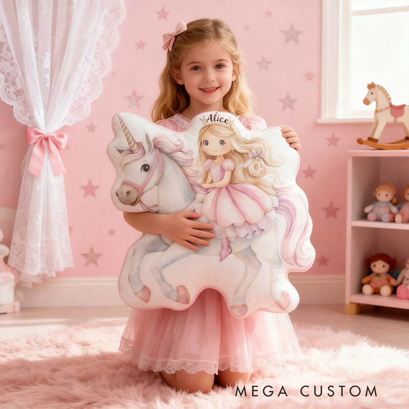 Personalized Princess Custom Name Soft Decorative Gift Magical Fantasy Style Cozy Bedroom Pink Dream Lovely Sparkle Fairy Tale Graphic 3D Print Pillow