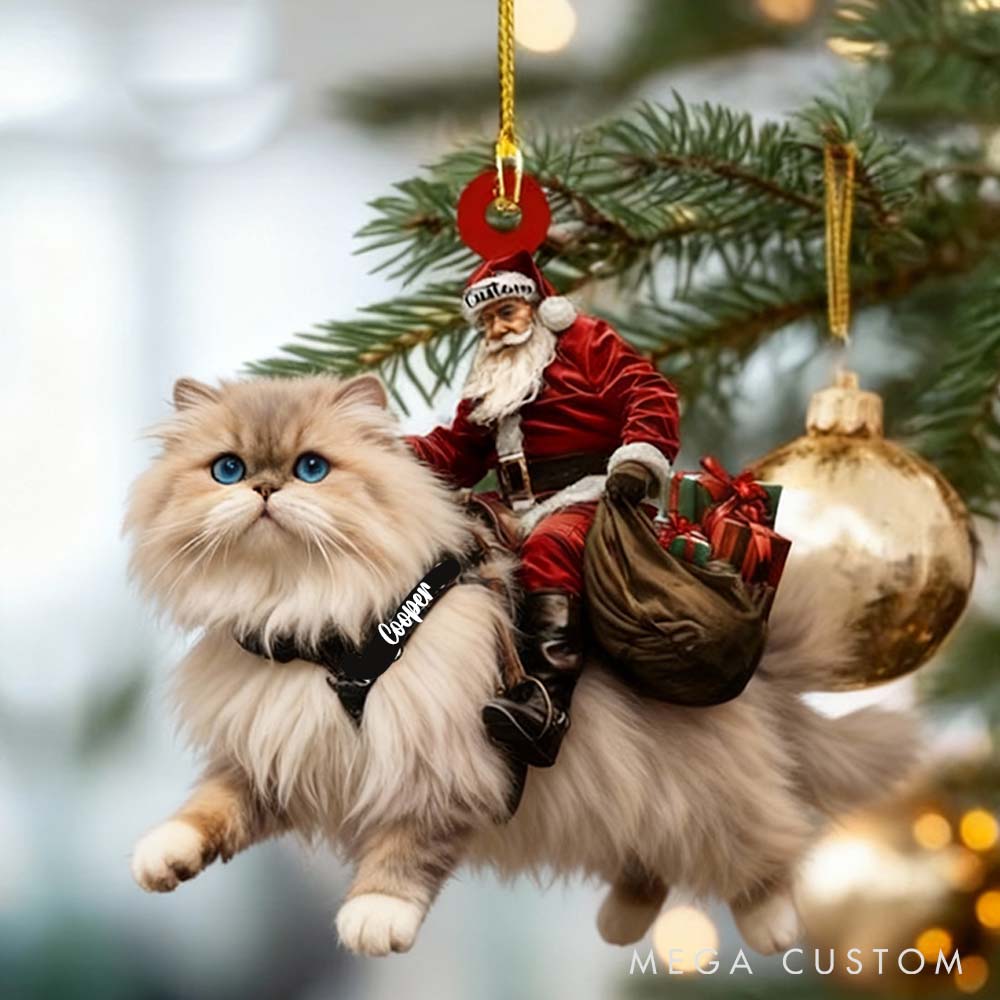 Personalized Pet Lover Santa Riding German Shepherd Christmas Ornament