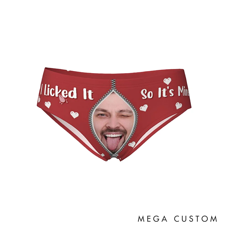 Personalized Boyfriend Husband Face Low-waisted Briefs Women Underwear with Men Face Photo I Licked It Valentine's Day Gift for Girlfriend Wife