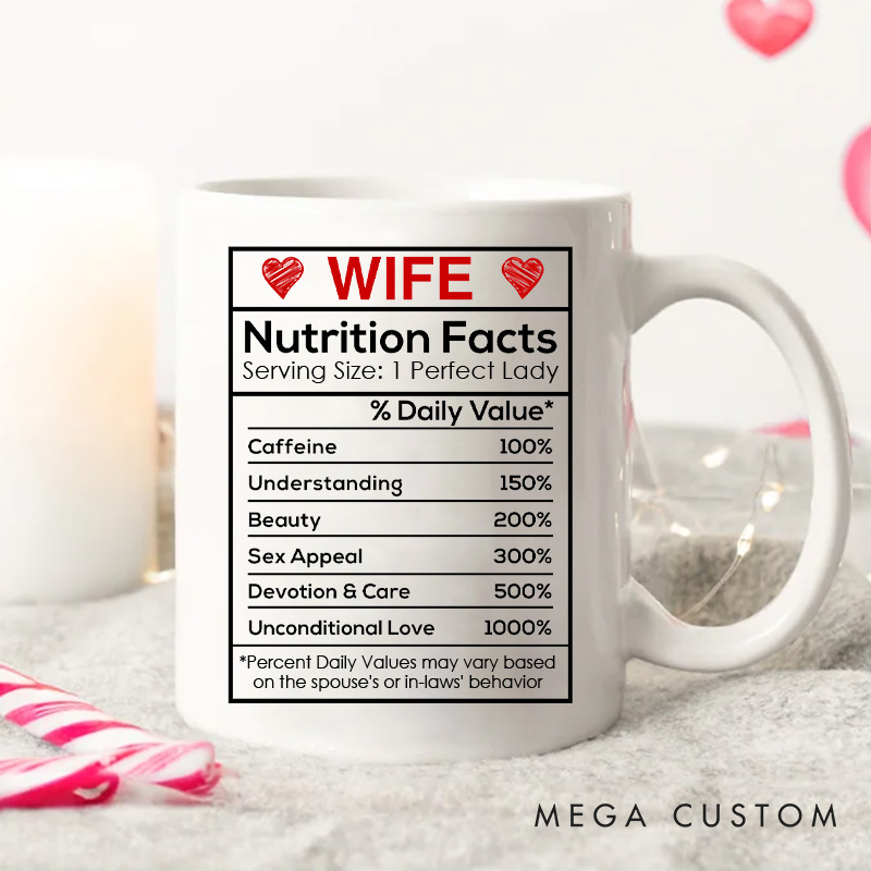Personalized Wife Nutrition Facts Mug The Perfect Recipe for Love Custom Wife Mug Valentines Gifts for Wife Anniversary Gifts for Her