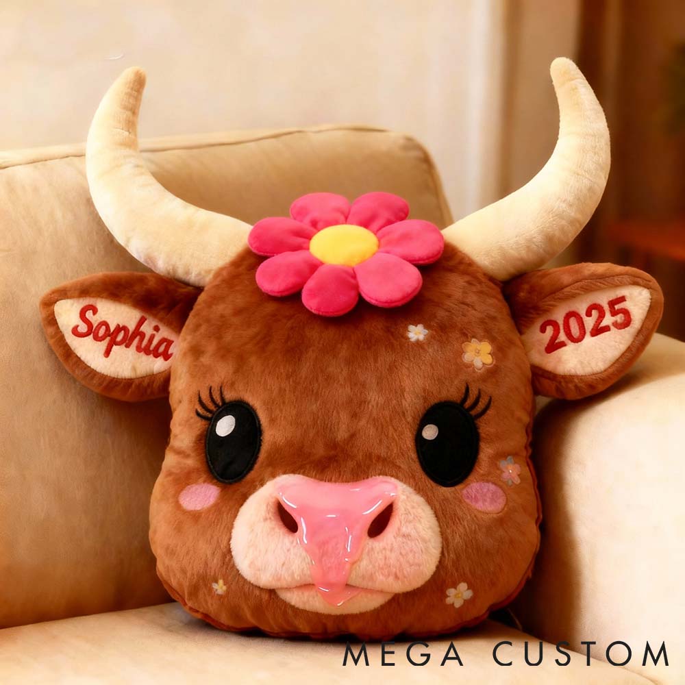 Personalized Pet Lover Cute Highland Cow Graphic 3D Print Pillow
