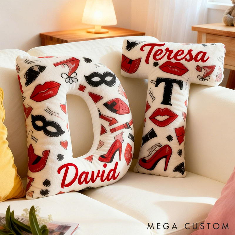 Personalized Fashion-Themed Letter Pillow for Girlfriend Valentine's Day Throw Pillow for Her Couple Date Night Themed Pillow