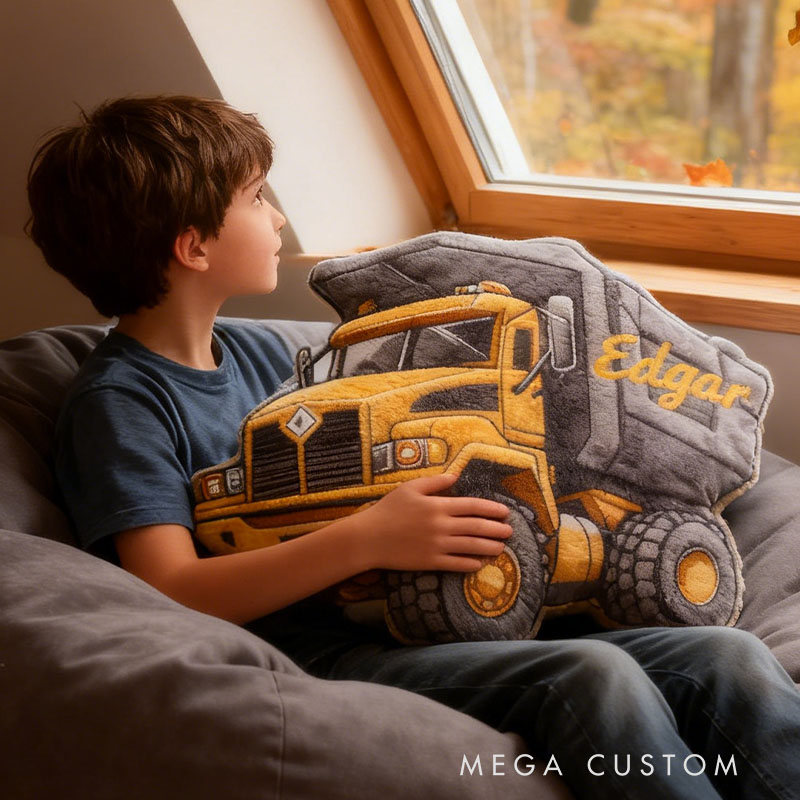 Personalized Truck Pillow with Custom Name Kids Room Decor Gift for Boys Christmas Gift 3D Print