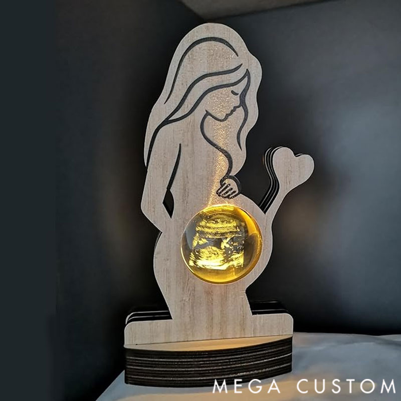 Personalized Baby Ultrasound Photo Frame Sign,Customized B-ultrasound Photo 3d Crystal Ball Light,Pregnant Wife Gifts From Husband,Expecting Mom Gift For Pregnant Friend,Baby Shower Memorial