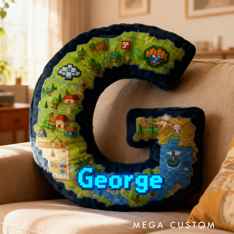 Personalized Game Letter Pillow for Game Lovers Plush Pillow Christmas Birthday Holiday Party Gift for Kids