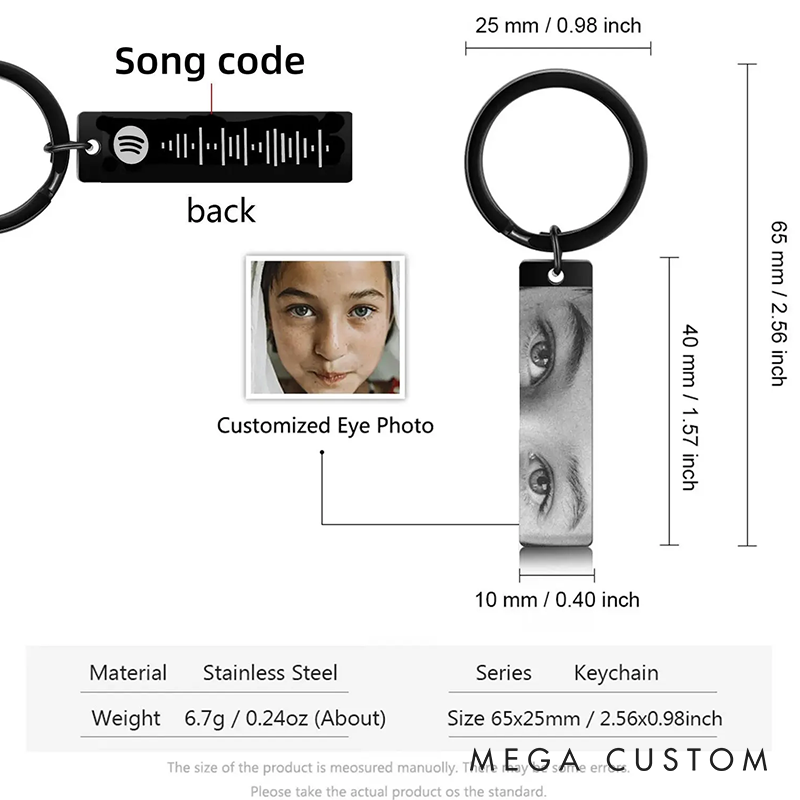 Personalized Human Eyes Keychain Engraved Your Eyes Photo keychian for Him or Her I with You keyring Birthday Gift for Boyfriend Lover