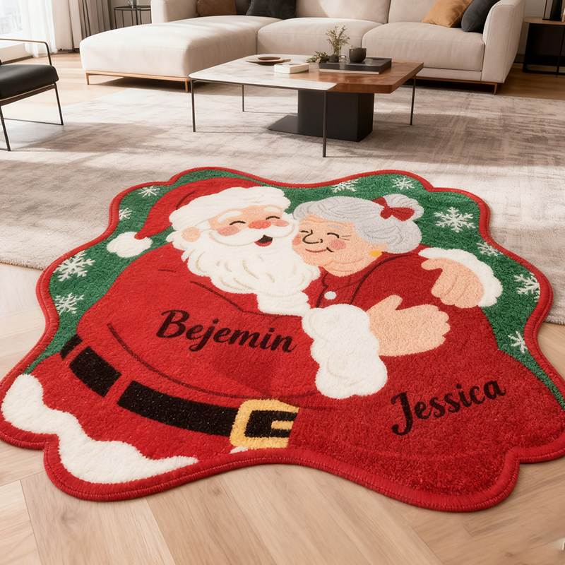 Personalized Mr and Mrs Santa Claus Door Mat with Name Anniversary Gift For Couple Christmas Home Decor Holiday Decoration