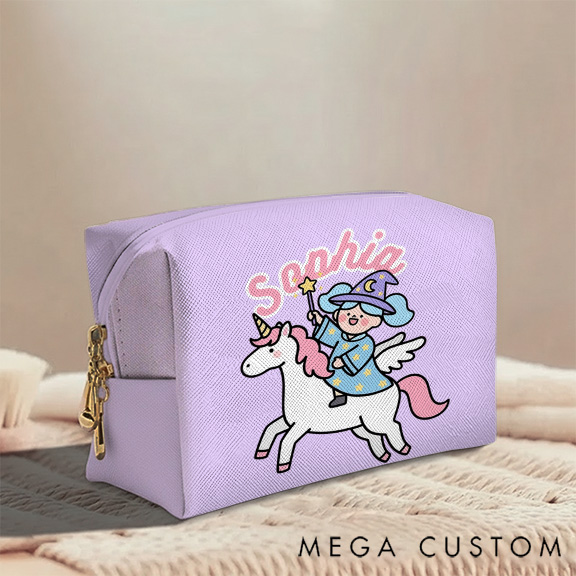 Personalized Magical Girl Toiletry Bag Custom Name for Kids Travel Gifts and Daily Use