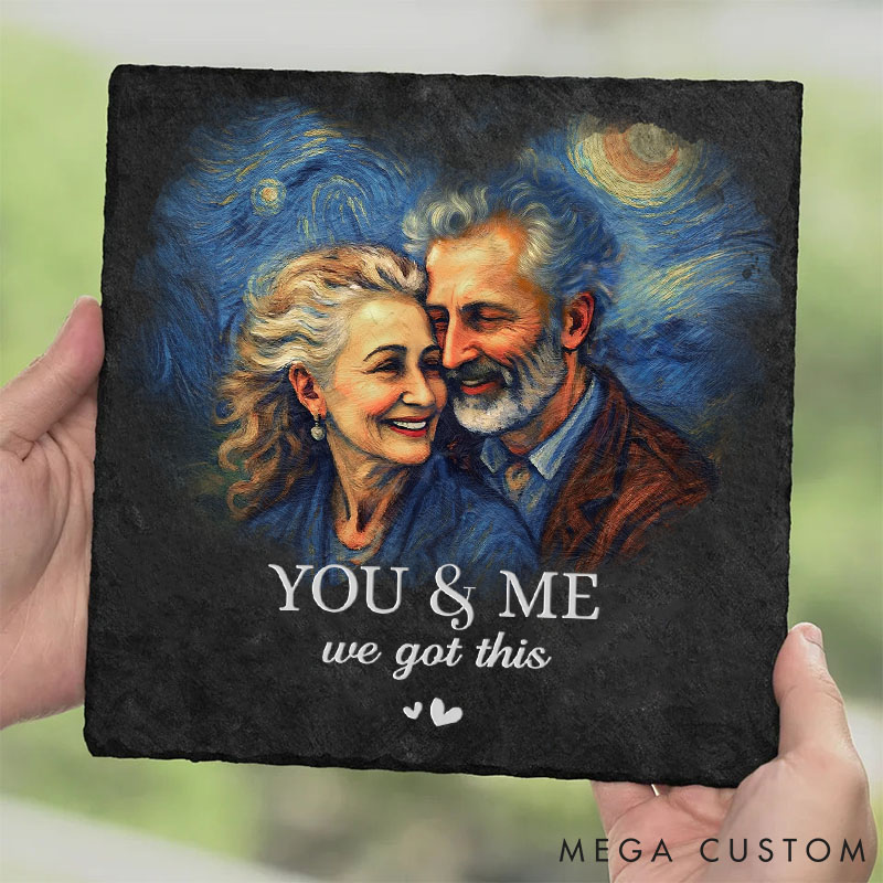 Personalized Couple Photo You And Me We Got This Heart and Square Shaped Stone with Stand First Christmas Valentines Day Gift for Him Her Newlyweds