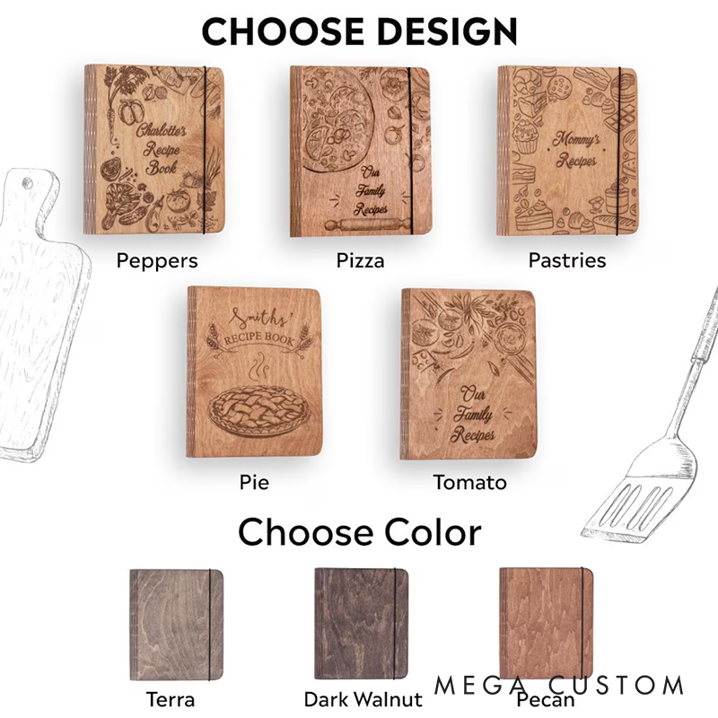 Personalized Gifts for Her Recipe Book Wooden Binder Mom Christmas Gifts Custom Cookbook Mom Birthday Gift Home Kitchen Gift for Women