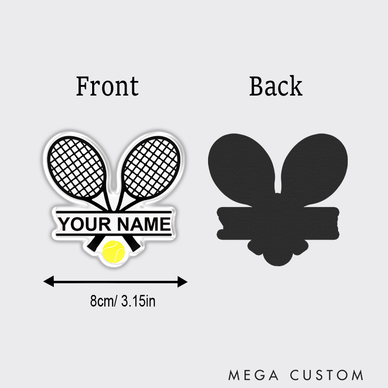 Personalized Tennis Racket Fridge Magnet Custom Name Design
