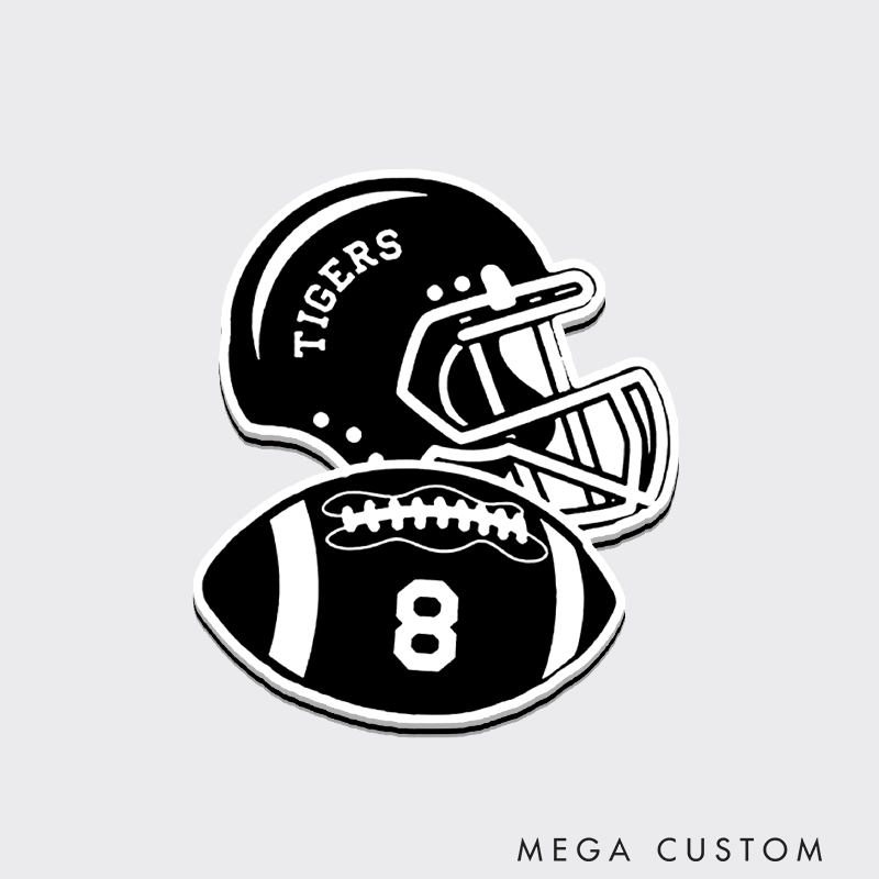 Personalized American Football Helmet Fridge Magnets Customize with Team Name and Player Number for Fans