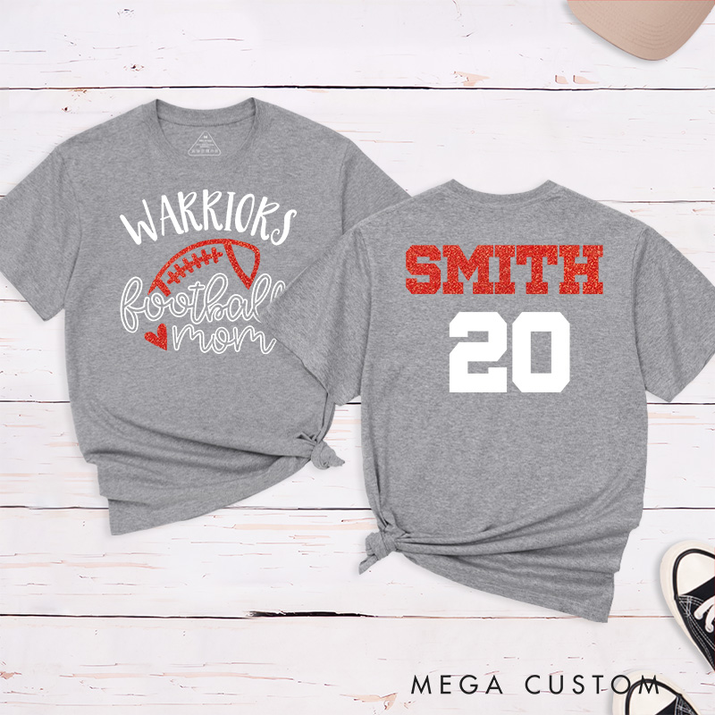 Personalized American Football Mom T-Shirts with Custom Team and Name on the Back