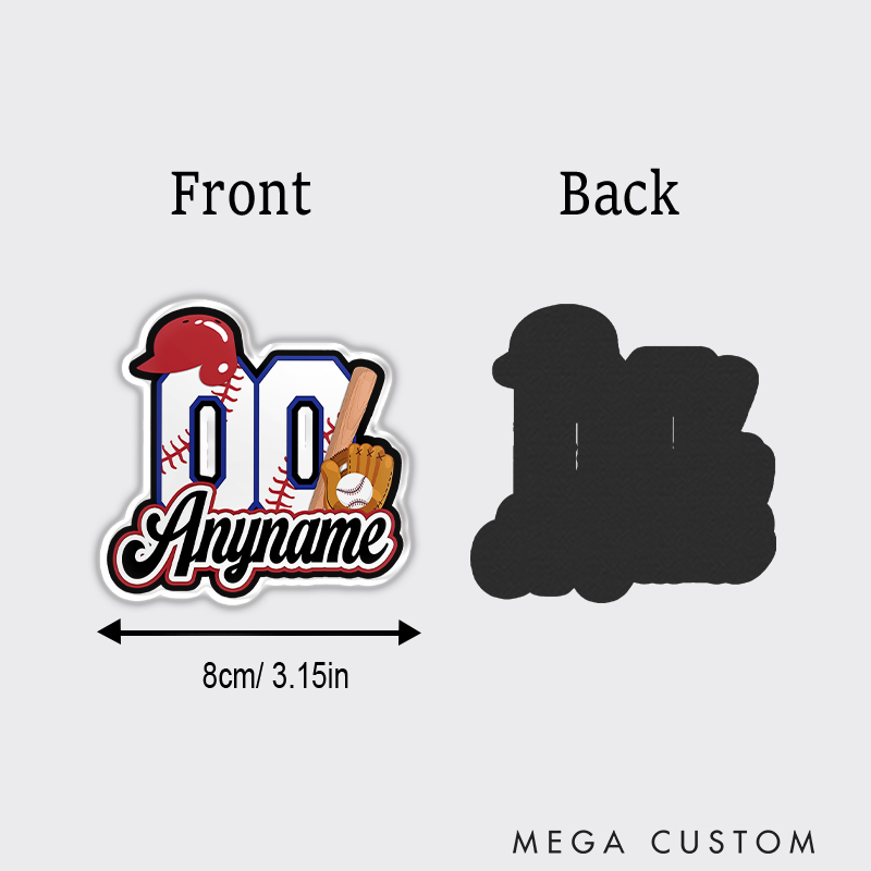 Personalized Sports Fridge Magnet Featuring Helmet, Bat, and Glove Design  