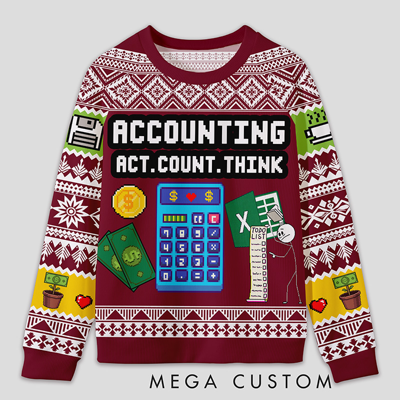Personalized Math Competition Humor Ugly Sweater Office Holiday Party Gift for Accountants