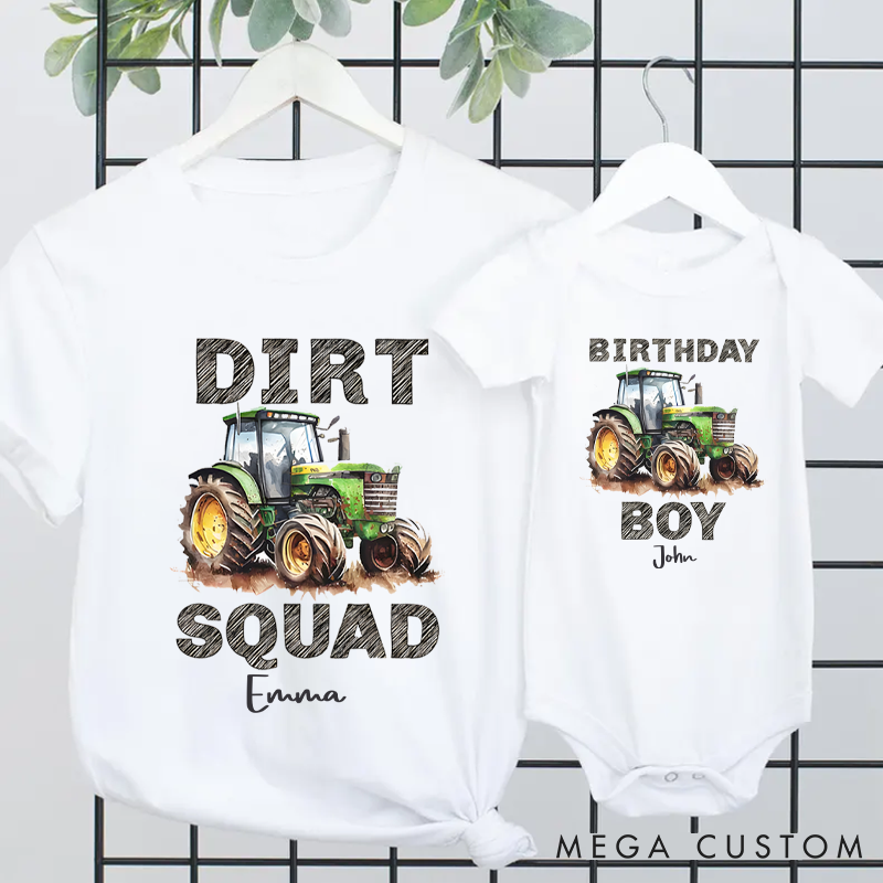 Personalized Green Tractor Birthday Designs Family Matching Outfit